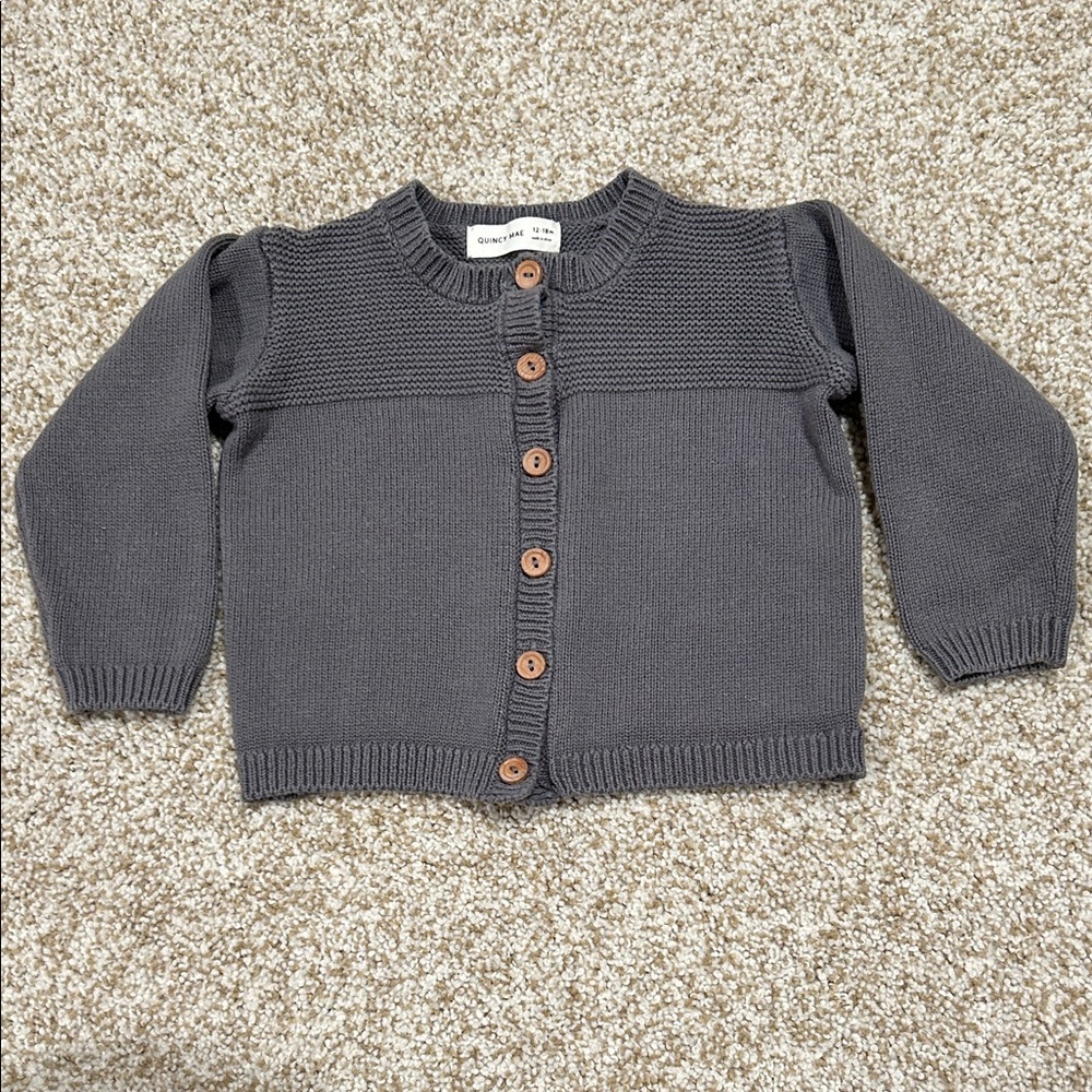 Quincy Mae Gray Button-Up Cardigan